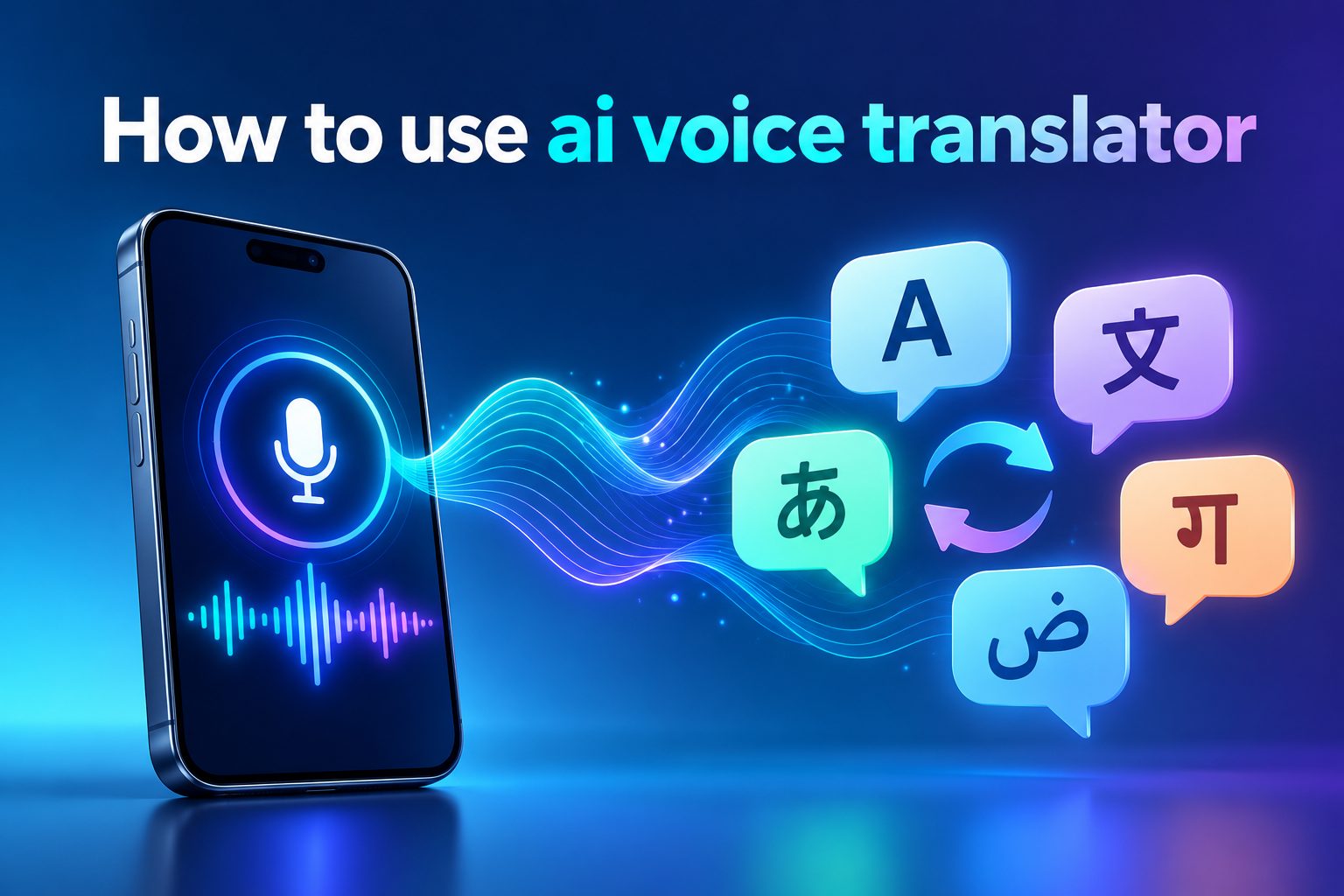 how-to-use-ai-voice-translator-e2723 AI voice translator converting spoken language between two people